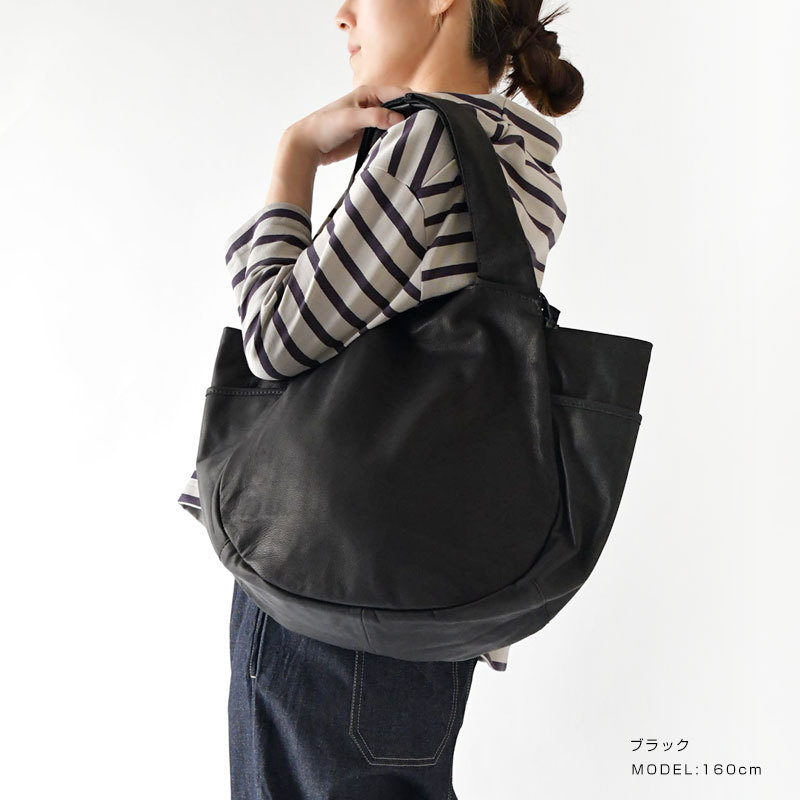 美品　レントウキョウ　パンプキンサック　トートバッグ　肩掛け　ブラック REN 10%OFFクーポン トートバッグ レディース レン レザー