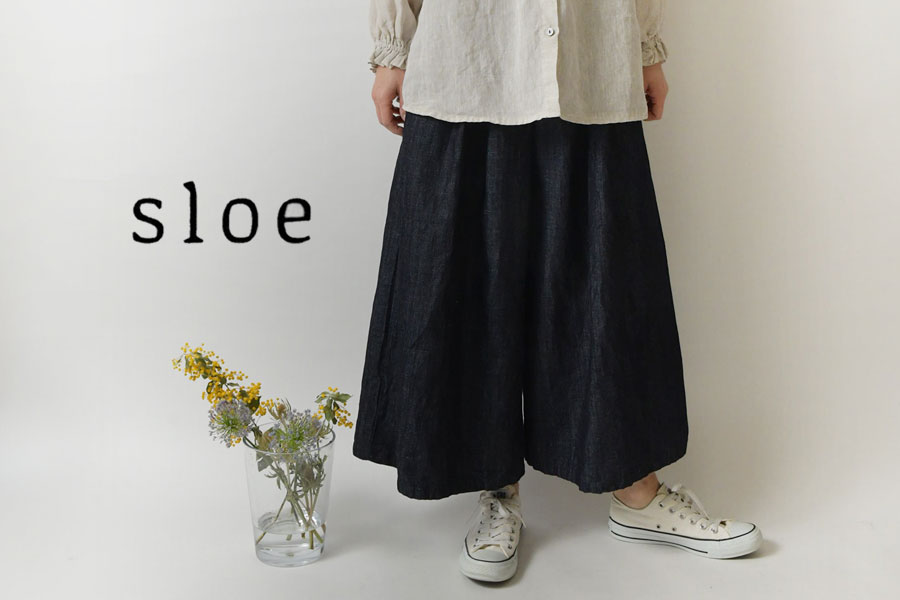 パンツ レディース sloe スロウ リネン コットン デニム ガウチョ