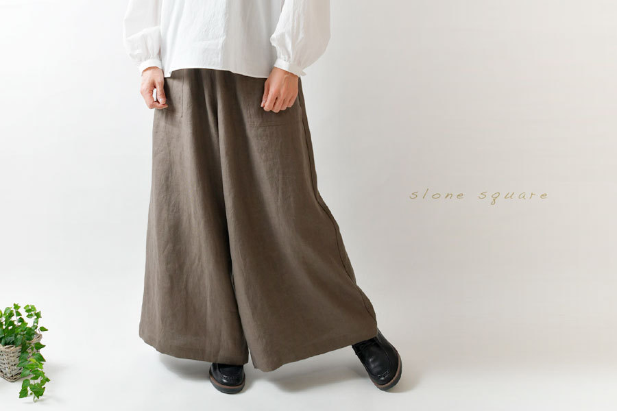 megu様用スロンスクエアリネン100%ガウチョパンツ 10%OFFクーポン パンツ レディース slone square スロンスクエア