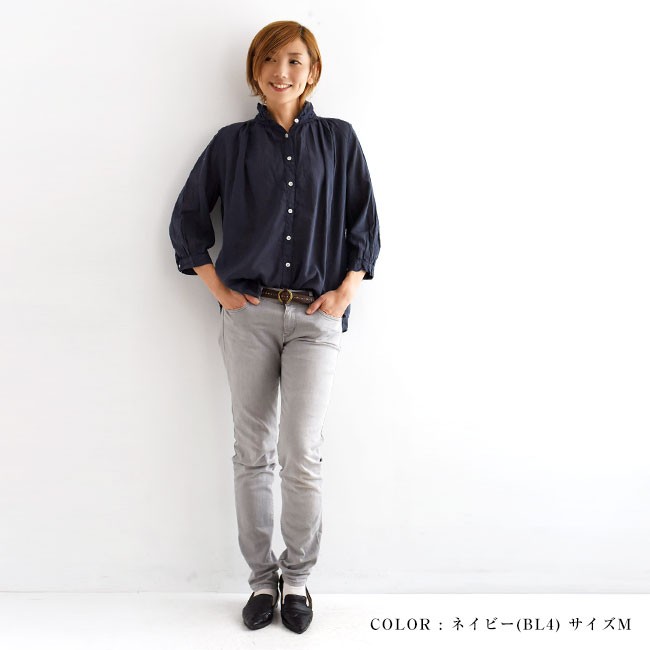 10%OFFクーポン シャツ ブラウス レディース SUN VALLEY サンバレー ボイル ギャザー 8分袖 シャツ skt002007 7分袖 チュニック 春 秋 ブラウス 服 母の日 SUN VALLEY 10%OFFクーポン シャツ ブラウス レディース