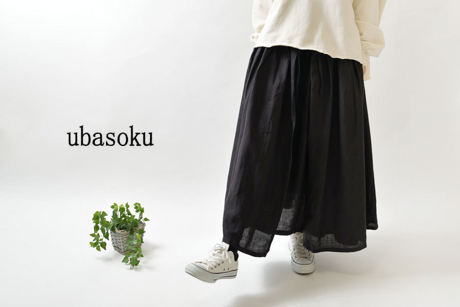 ubasoku スカート レディース ウバソク リネン ギャザー 2way