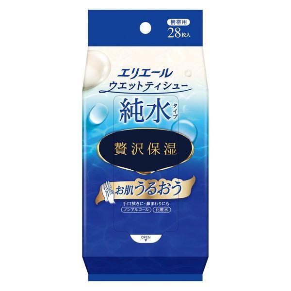 (送料無料)(まとめ買い・ケース販売)エリエール ウエットティシュー 純水タイプ 贅沢保湿 携帯用 28枚入（1個入）ノンアルコール（36個セット）/ 大王製紙｜matinozakka