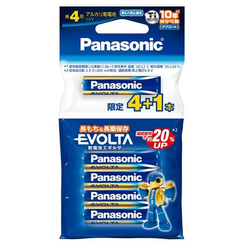Panasonic EVOLTA エボルタ 単4形 アルカリ乾電池 増量 4+1本パック LR03EJSP5H（5個入）/ パナソニック｜matinozakka