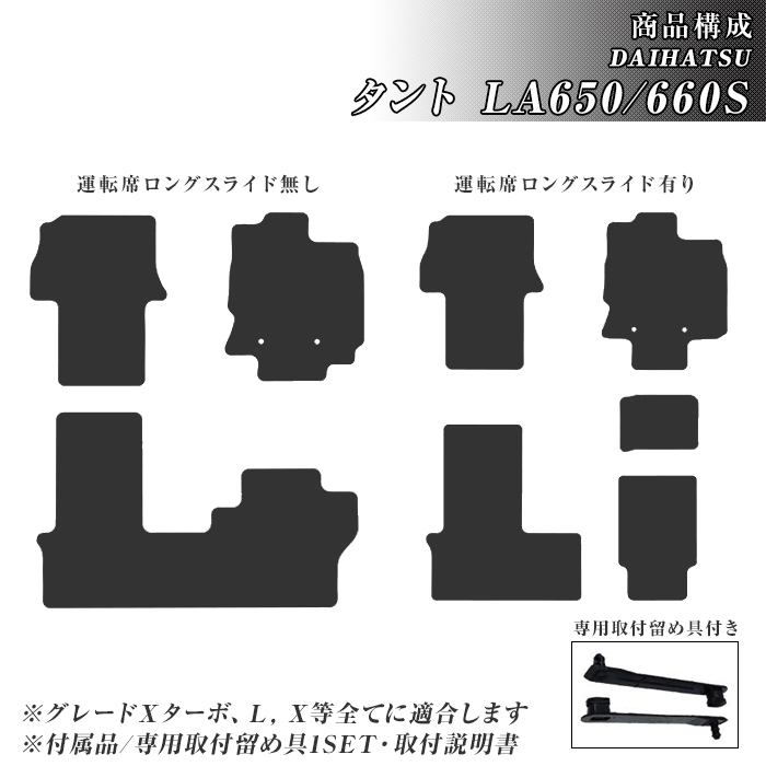 タント タントカスタム LA650/660S フロアマット 防水 撥水 ラバーマット R1/7〜 ダイハツ ラバー製 ゴムマット | ダイハツ | 02