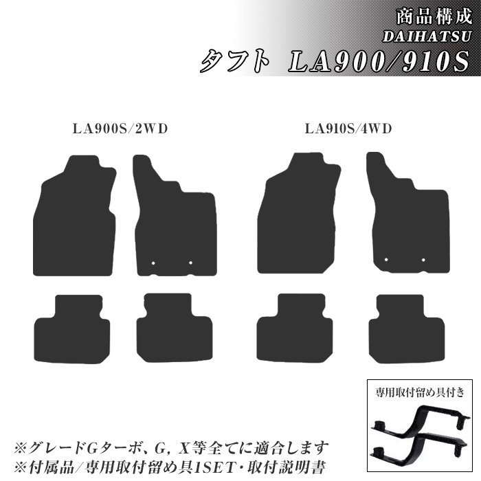 タフト LA900/910S フロアマット 防水 撥水 ラバーマット R2/6〜 ダイハツ ラバー製 ゴムマット | ダイハツ | 02