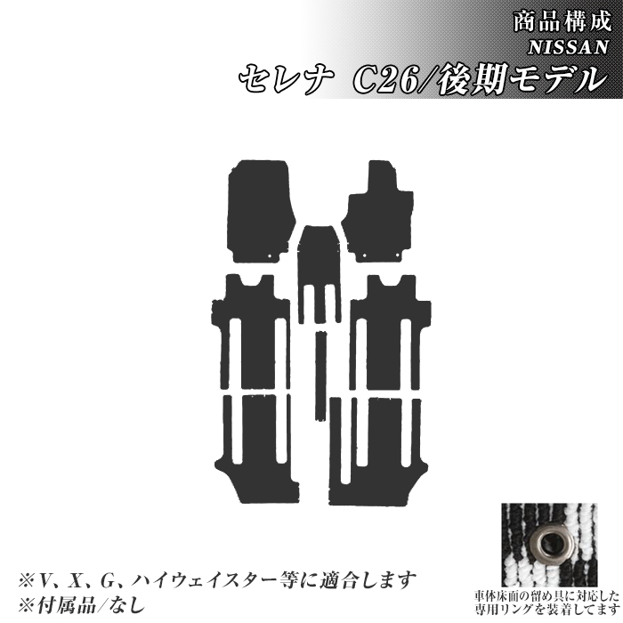 セレナ C26 後期型 フロアマット 防水 撥水 ラバーマット H24/8〜H28/8 日産 ラバー製 ゴムマット | 日産 | 02