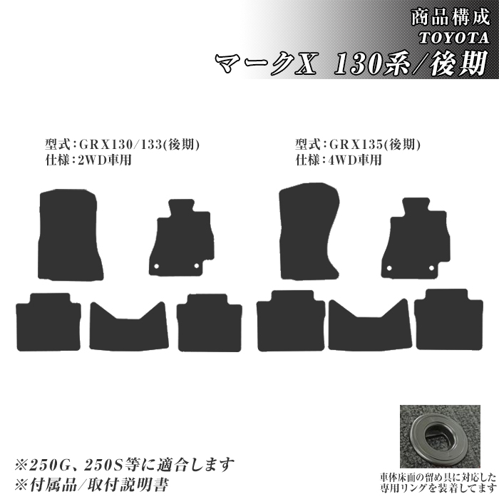 マークX　ＭＡＲＫＸ 130系 後期 フロアマット カーマット H24/8〜R1/12 トヨタ 車 マット チェック ダイヤ柄 | トヨタ | 01