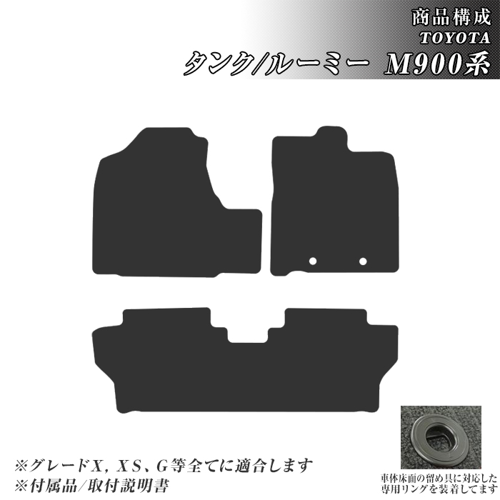 タンク ルーミー M900A/M910A フロアマット 防水 撥水 ラバーマット H28/11〜 トヨタ ラバー製 ゴムマット 関連画像2
