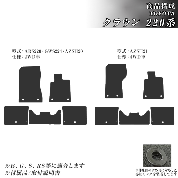 クラウン 220系 フロアマット カーマット H30/6〜R4/7 トヨタ 車 マット エコノミー | トヨタ | 01