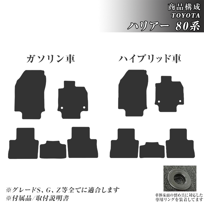 ハリアー 80系 フロアマット カーマット R2/6〜 トヨタ 車 マット チェック ダイヤ柄 | トヨタ | 01
