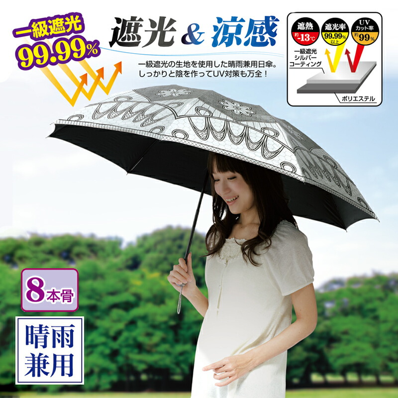 TVで紹介 涼感・遮光率99.99 「日かげ」 105cm 大判傘 折りたたみ日傘