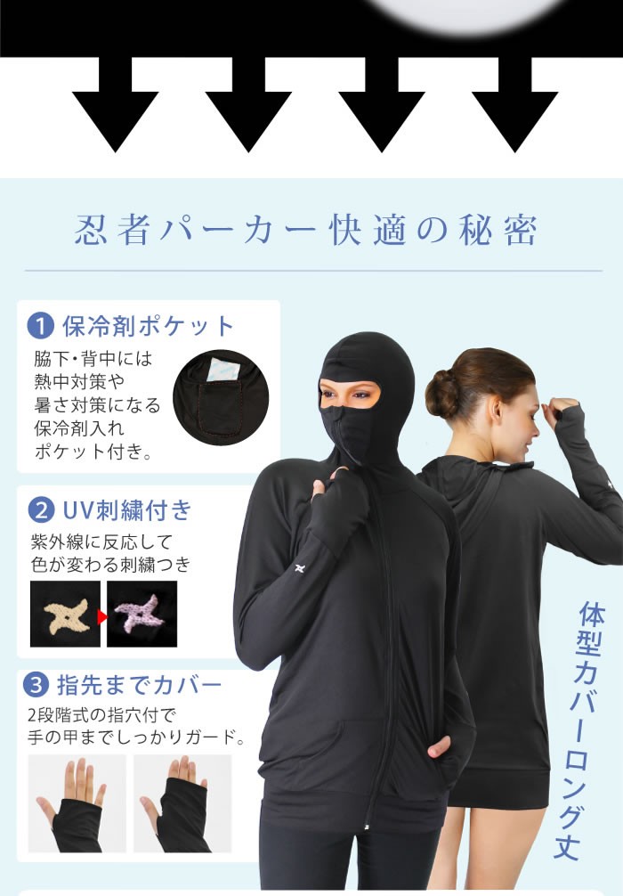 忍者パーカー NINJA PARKA UVカットウエア レディース 長袖パーカー