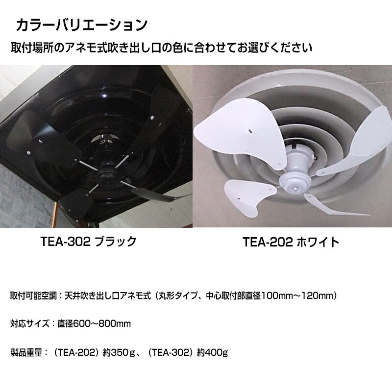 エコエコファン アネモ型4枚羽 TEA-202 エアコン 風除け エアコンファン 風よけ 天井埋込丸型エアコン用 業務用エアコン用 ファン