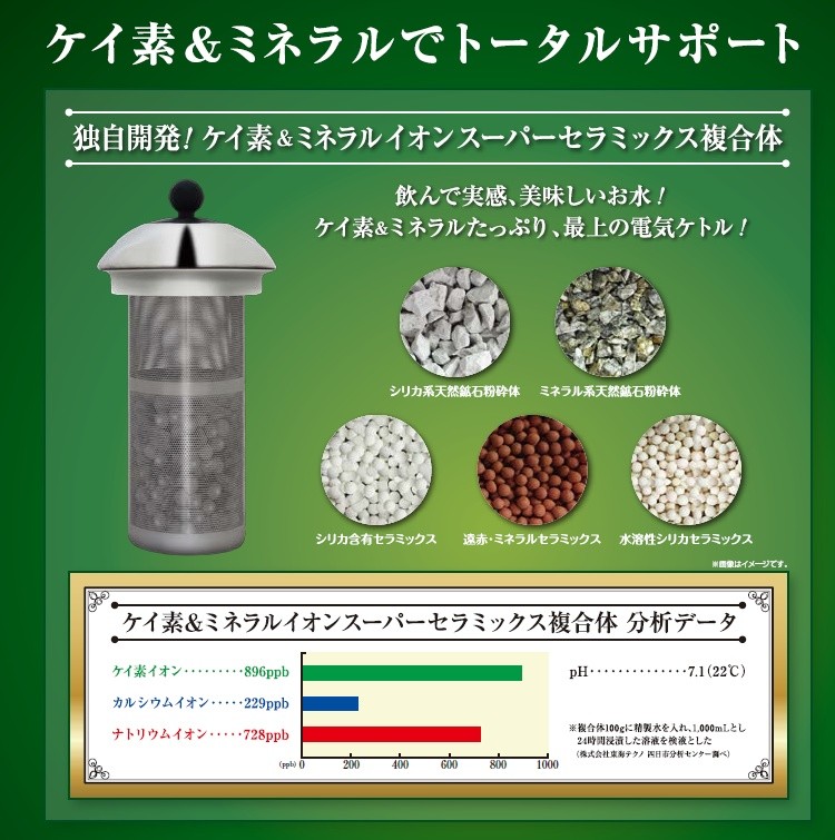 ケイ素水ステンレスケトル Fine Drip Si 0.7L 珪素水 si ケイ素 電気