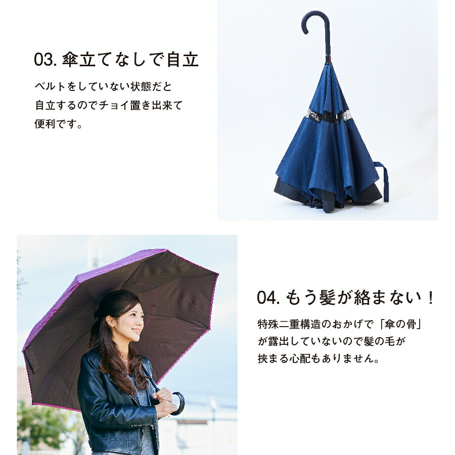 北欧 スウェーデンブランド 逆さに開く二重傘 circus