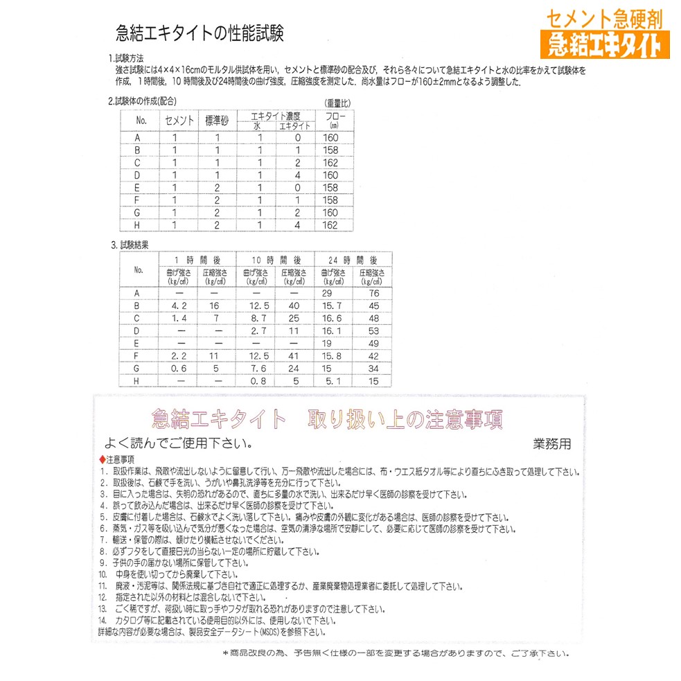 急結エキタイト セメント急硬剤 1Ｌ 小分けボトル入り 冨士商会 止水工法 防水工法 : 02kyuuketu01 : 松井商店 ヤフー店 - 通販  - Yahoo!ショッピング