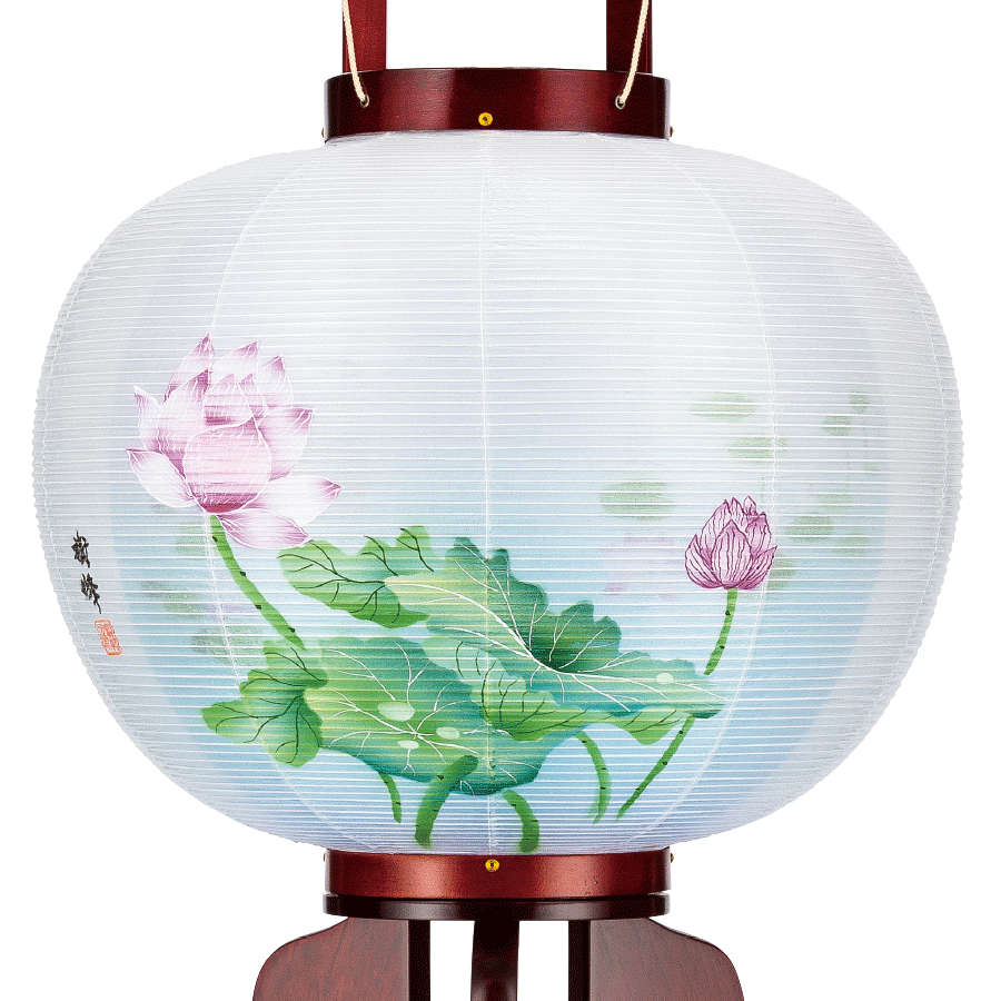 盆提灯 絹張 淡蓮華 二重 桜 大内行灯 10号 11号 12号 モダン 樹峰