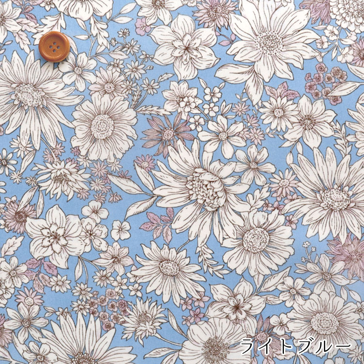 アンティーク◇ナチュラルフラワー撥水ナイロンオックス生地 : 服地