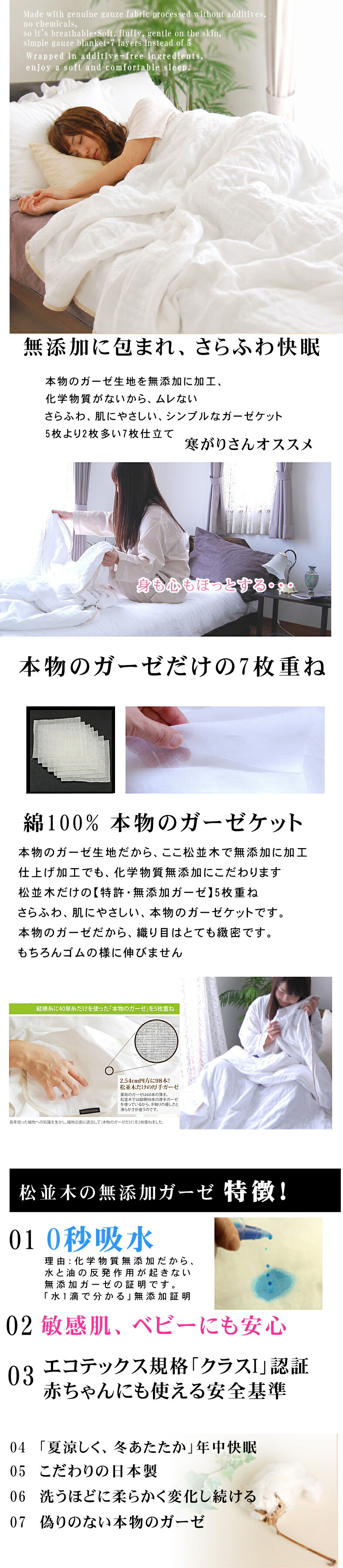 7重ガーゼ毛布説明