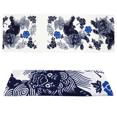 東京江戸一・唐獅子青（手拭）特大サイズ（LL）大人鯉口シャツ