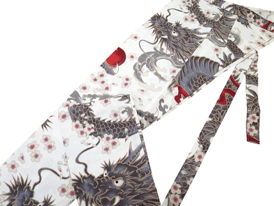 鯉口シャツ 桜と龍（白）巾広サイズ（３Ｌ）　大人鯉口シャツ単品 男女兼用 義若オリジナル 鯉口シャツ 桜と龍（白）巾広サイズ（3L） 大人鯉口シャツ単品