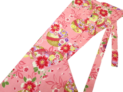 鯉口シャツ まりと桜（ピンク）巾広サイズ（3L） 大人鯉口