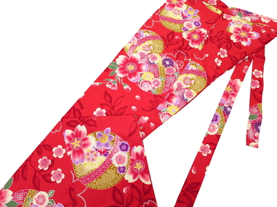 鯉口シャツ まりと桜（赤）超巾広サイズ（４Ｌ）　大人鯉口シャツ単品 男女兼用 義若オリジナル 鯉口シャツ まりと桜（赤）超巾広サイズ（4L） 大人鯉口シャツ