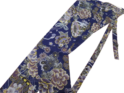 鯉口シャツ 金彩牡丹と桜（渋藍紺）超巾広サイズ（４Ｌ）　大人鯉口シャツ単品 男女兼用 義若オリジナル 鯉口シャツ 金彩牡丹と桜（渋藍紺）超巾広サイズ（4L） 大人