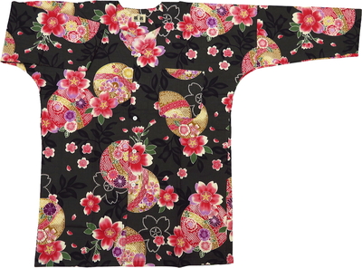 鯉口シャツ まりと桜（赤）巾広サイズ（３Ｌ）　大人鯉口シャツ単品 男女兼用 義若オリジナル okoi-015-400.jpg