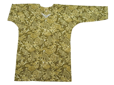 鯉口シャツ 義若の綿紬に金彩鳳凰（黒に金）大人鯉口シャツ単品