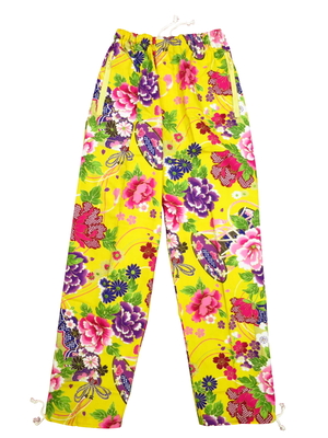 鯉口シャツ 金彩牡丹と桜（黄色）超巾広サイズ（４Ｌ）大人鯉口シャツ単品 男女兼用 義若オリジナル 鯉口シャツ 金彩牡丹と桜（黄色）超巾広サイズ（4L）大人鯉口