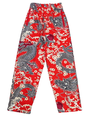 海外輸入 インボイス 鯉口シャツ 義若 男女兼用 桜と龍(朱赤)大人鯉口シャツ単品 服&ファッション小物