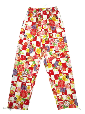 鯉口シャツ 市松に桜（赤）巾広サイズ（３Ｌ）　大人鯉口シャツ単品 男女兼用 義若オリジナル 鯉口シャツ 市松に桜（赤）巾広サイズ（3L） 大人鯉口シャツ