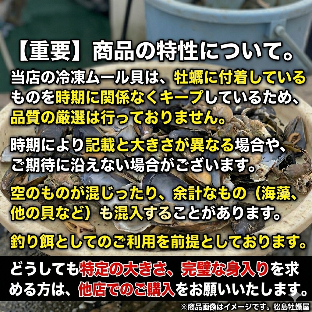 10％OFFクーポン有】生出荷 ムラサキイガイ20kg ムール貝 釣り餌