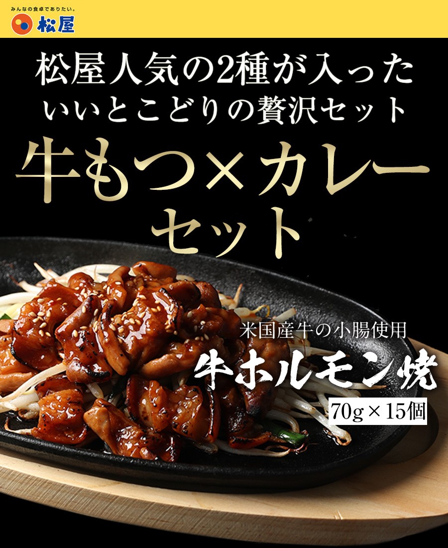 牛ホルモン焼き15個 松屋オリジナルカレー15袋セット 通販限定発売冷凍食品 冷凍 おかず セット 冷食 お惣菜 牛めし松屋 Paypayモール店 通販 Paypayモール