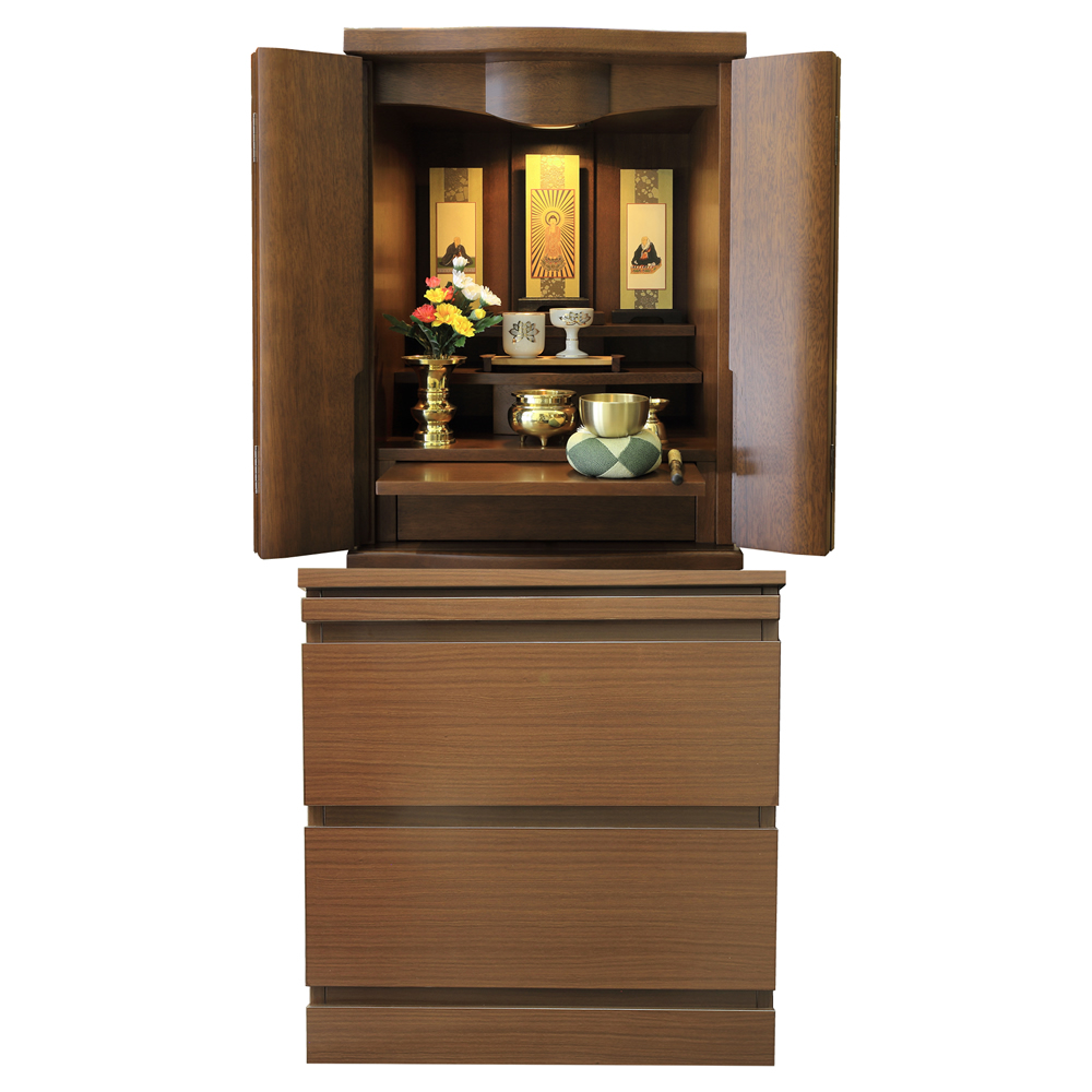 仏壇 神棚の松山神仏具店 ミニ仏壇 仏具セット 台付き モダン仏壇