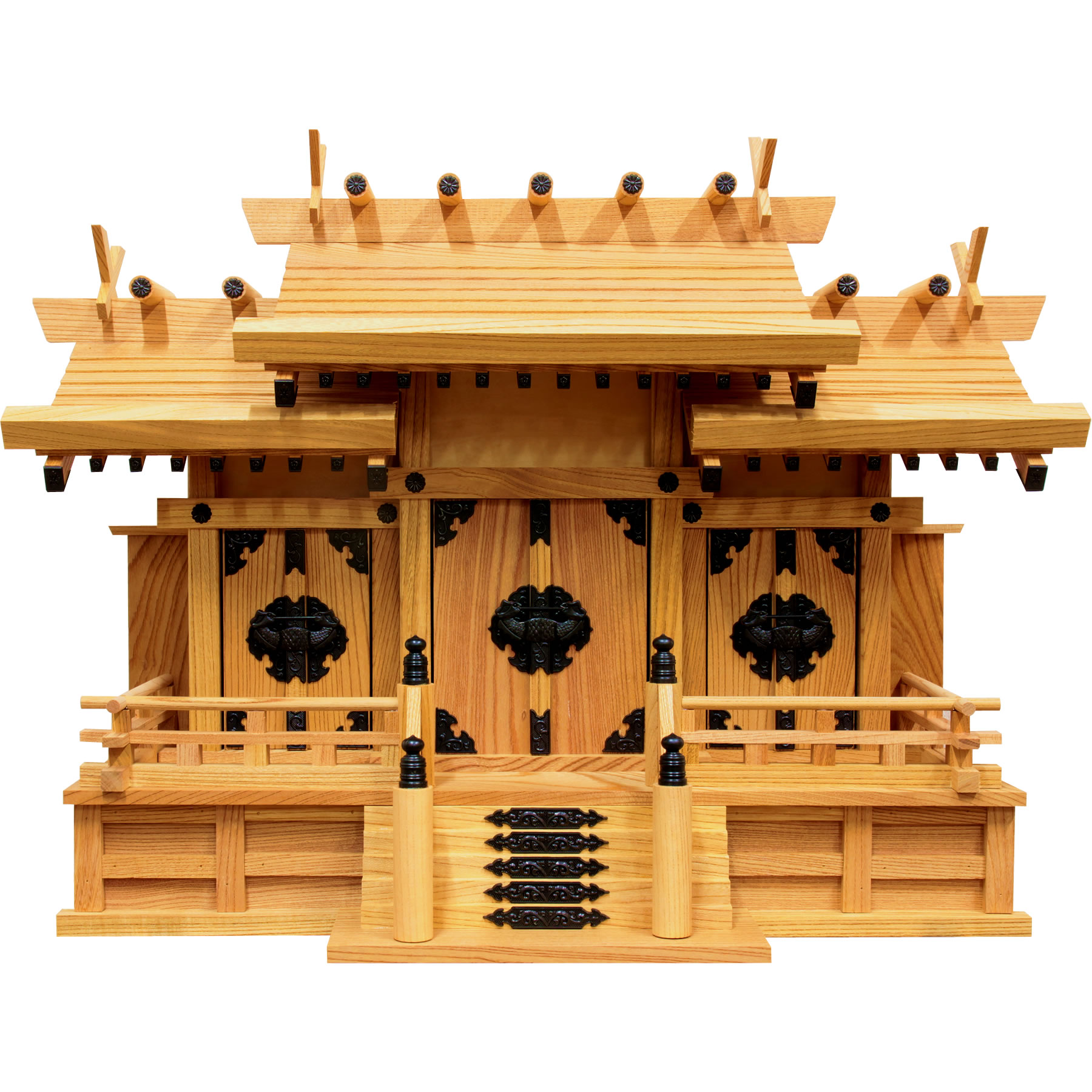 ｈ34　美品　欅　違い棚 神棚 屋根違い三社 | 新欅製 - 仏壇 神棚の松山神仏具店