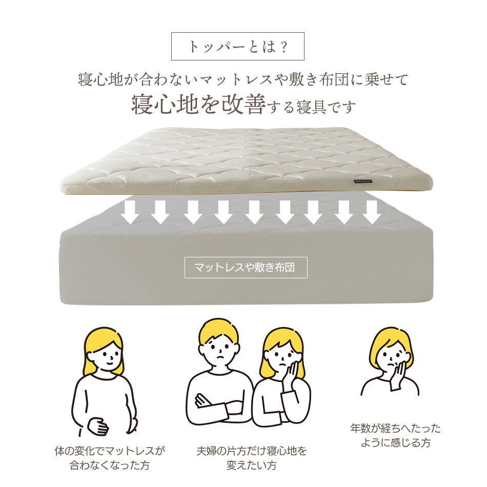 ベッドアンドマットレス マットレストッパー 2台用サイズ シングル+