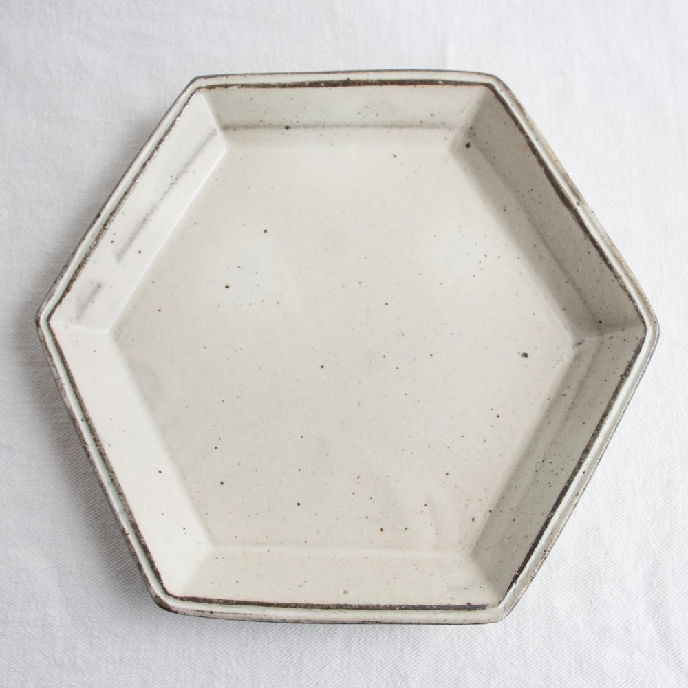 平皿 角皿 六角皿 プレート ランチプレート 陶器 食器 器 粉引 天草 