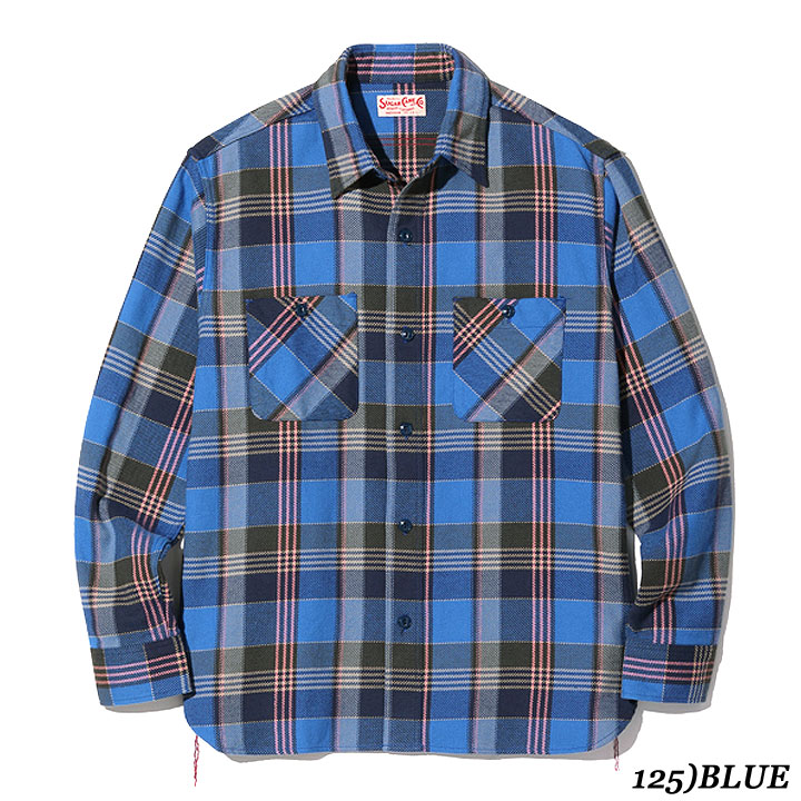 SUGAR CANE Sugar Cane TWILL CHECK WORK SHIRT No.SC28955