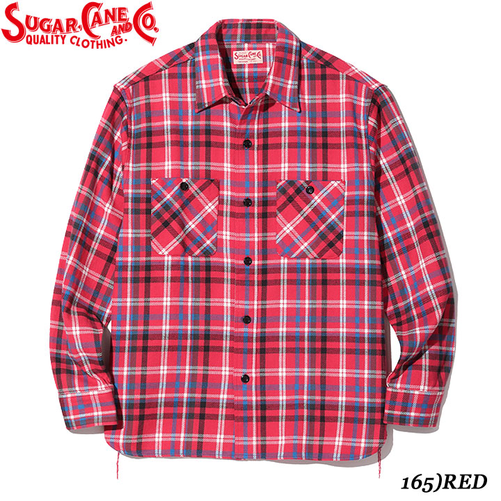 SUGAR CANE Sugar Cane TWILL CHECK WORK SHIRT No.SC28956
