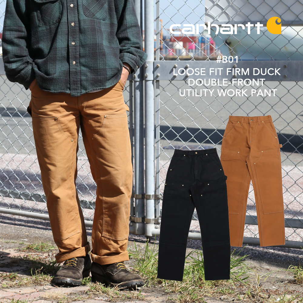 裾上げ無料 Carhartt カーハート #B01 ダブルニーダックペインターパンツ BROWN BLACK ワークパンツ ワークウェア  ペインターパンツ 裾上げ無料