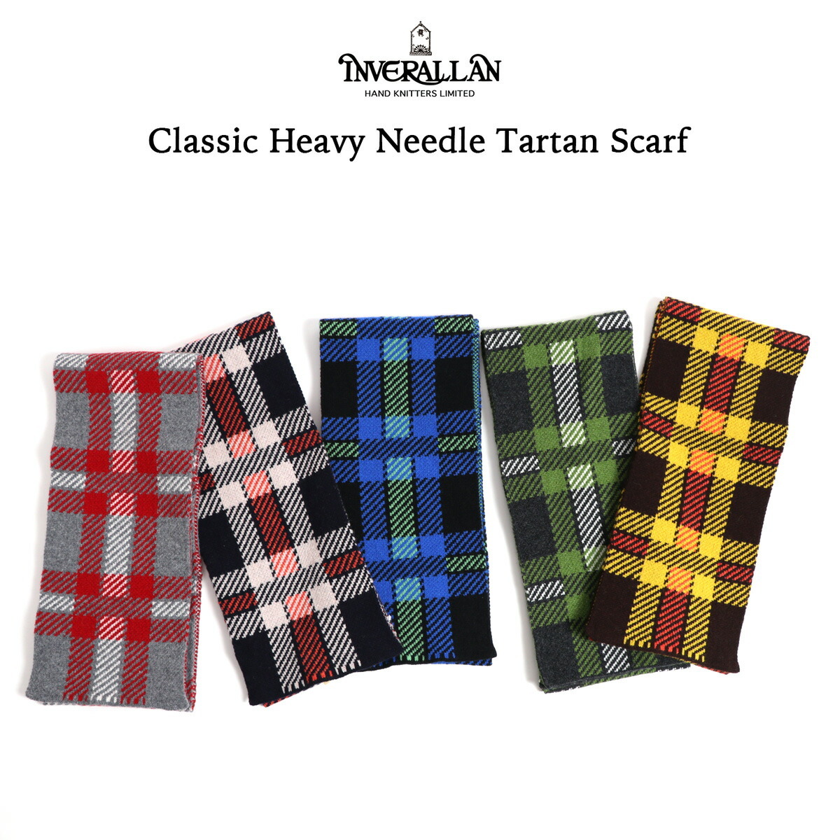 INVERALLAN 英国製 インディゴ染 マフラー　デニム　スコットランド INVERALLAN」 12A HANDKNIT SOLID MUFFLER COTTON インバー