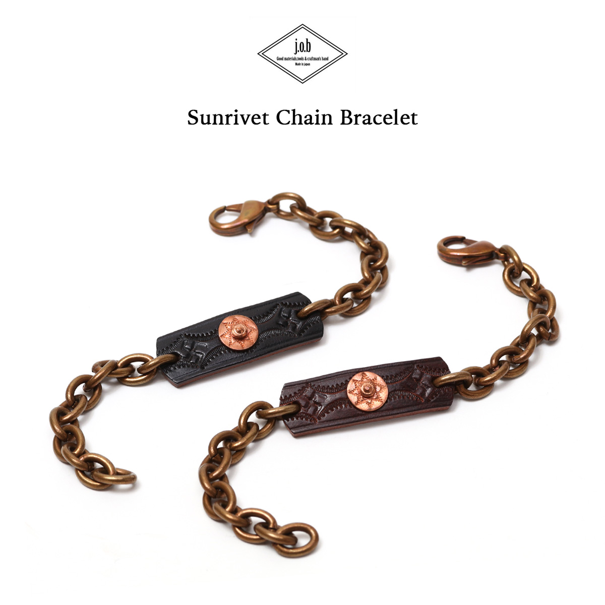 J.O.B Leather Sunrivet Chain Bracelet サンリベットチェーン