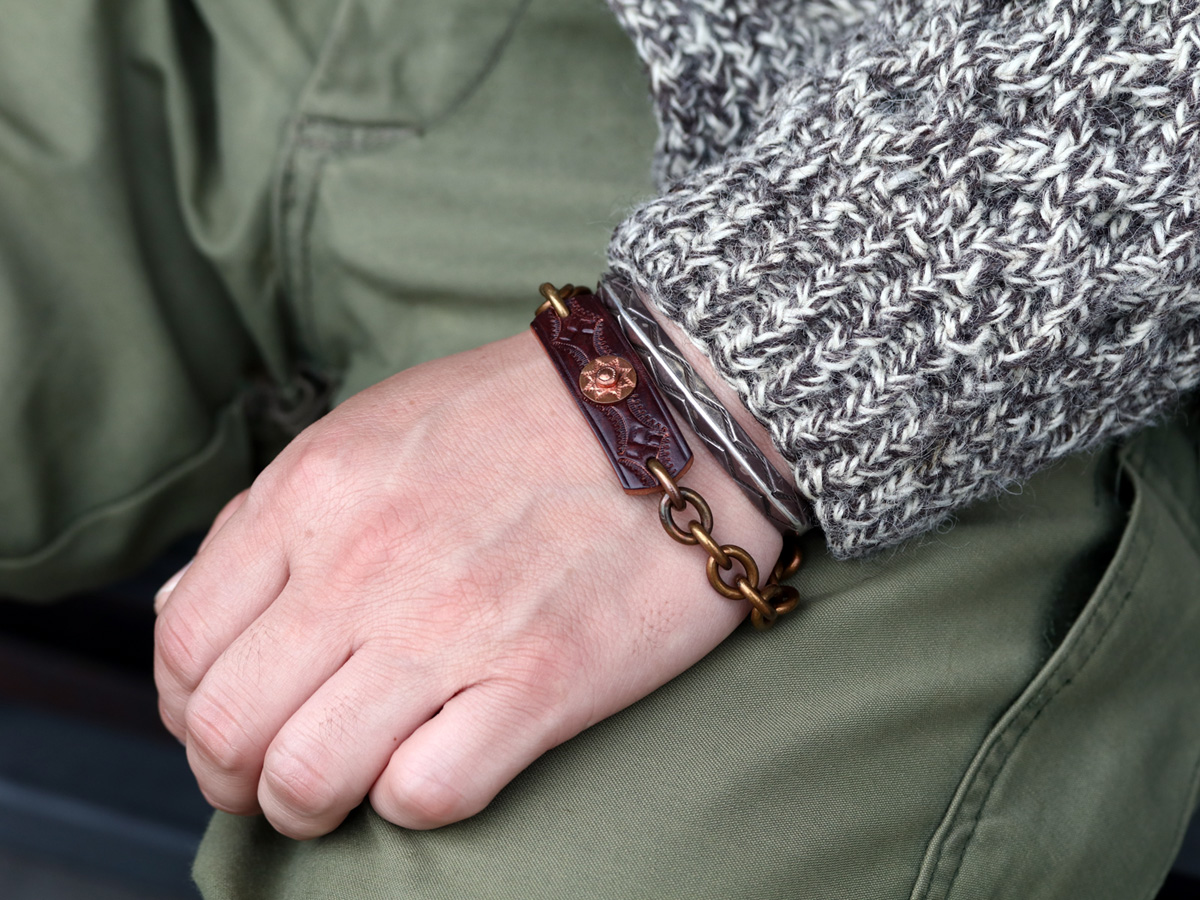 J.O.B Leather Sunrivet Chain Bracelet サンリベットチェーン 