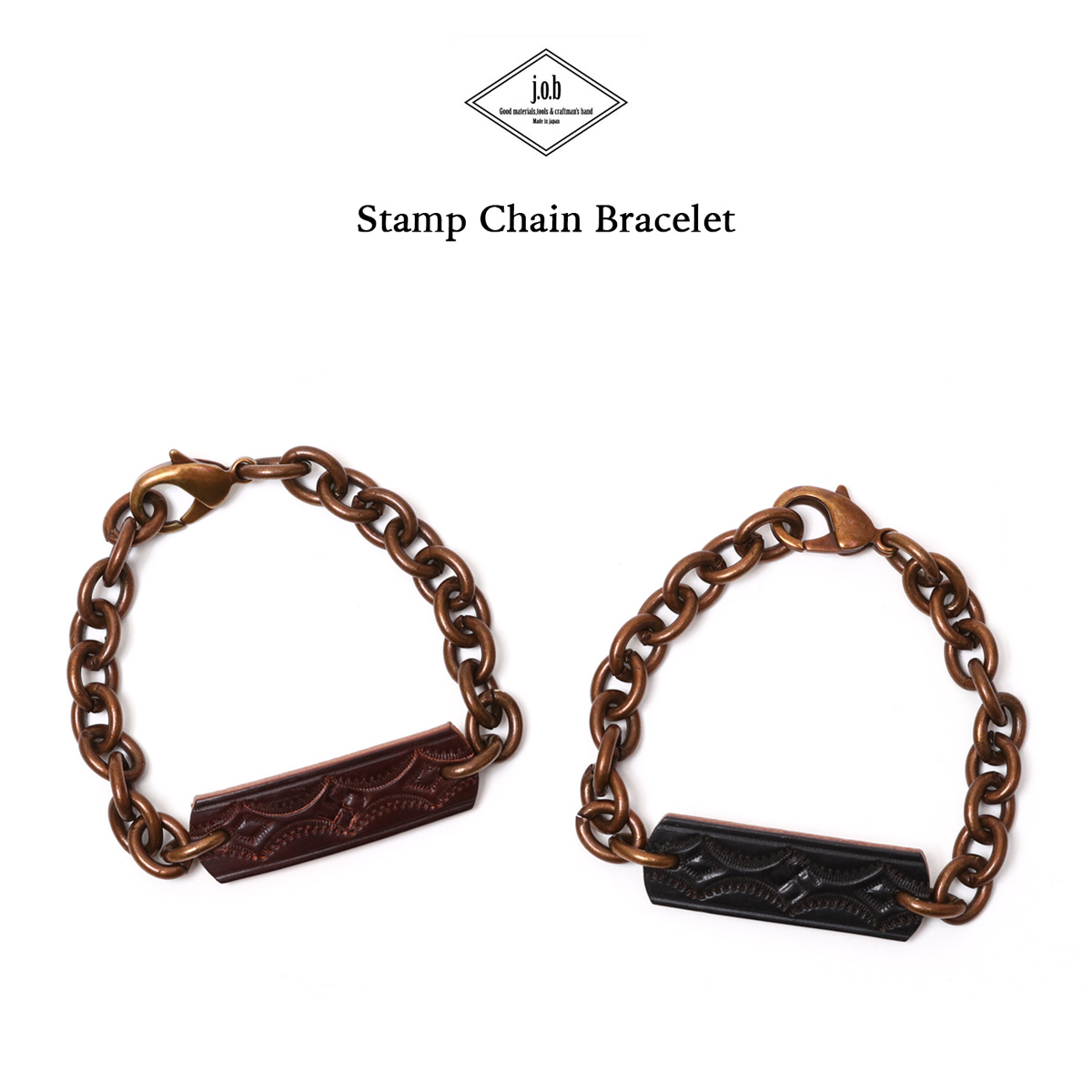 J.O.B Leather Stamp Chain Bracelet スタンプチェーンブレスレット ID
