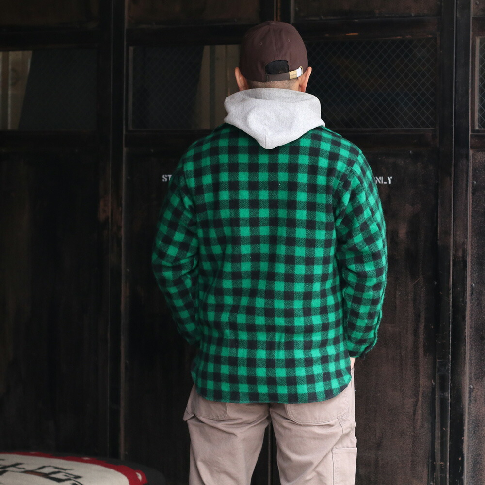 Johnson Woolen Mills ハーフジップ バッファローチェック 長袖ウール