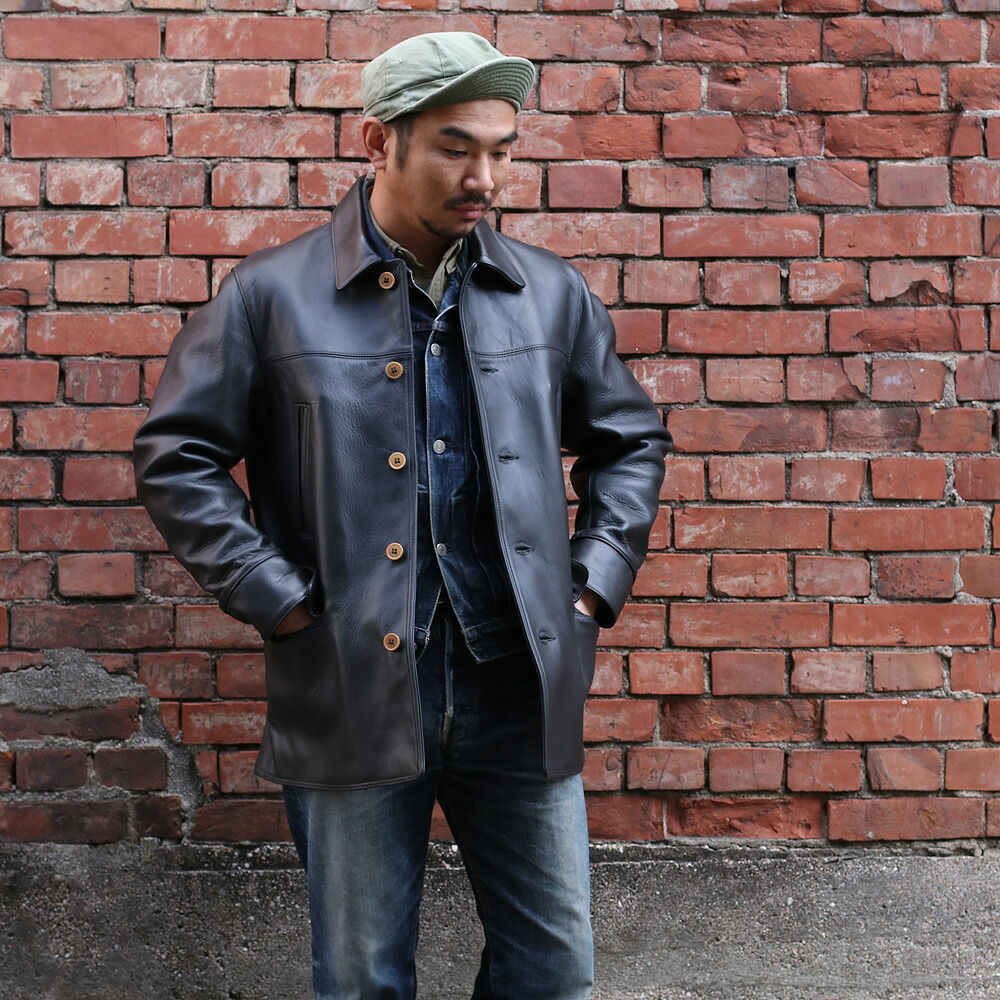 LOST WORLDS×BIG DAY(ロストワールド×ビッグデイ) CUSTOM BEDFORD HORSE LEATHER CARCOAT  VINTAGE PLAID WOOL LINING ホースレザーカーコート アメリカ製