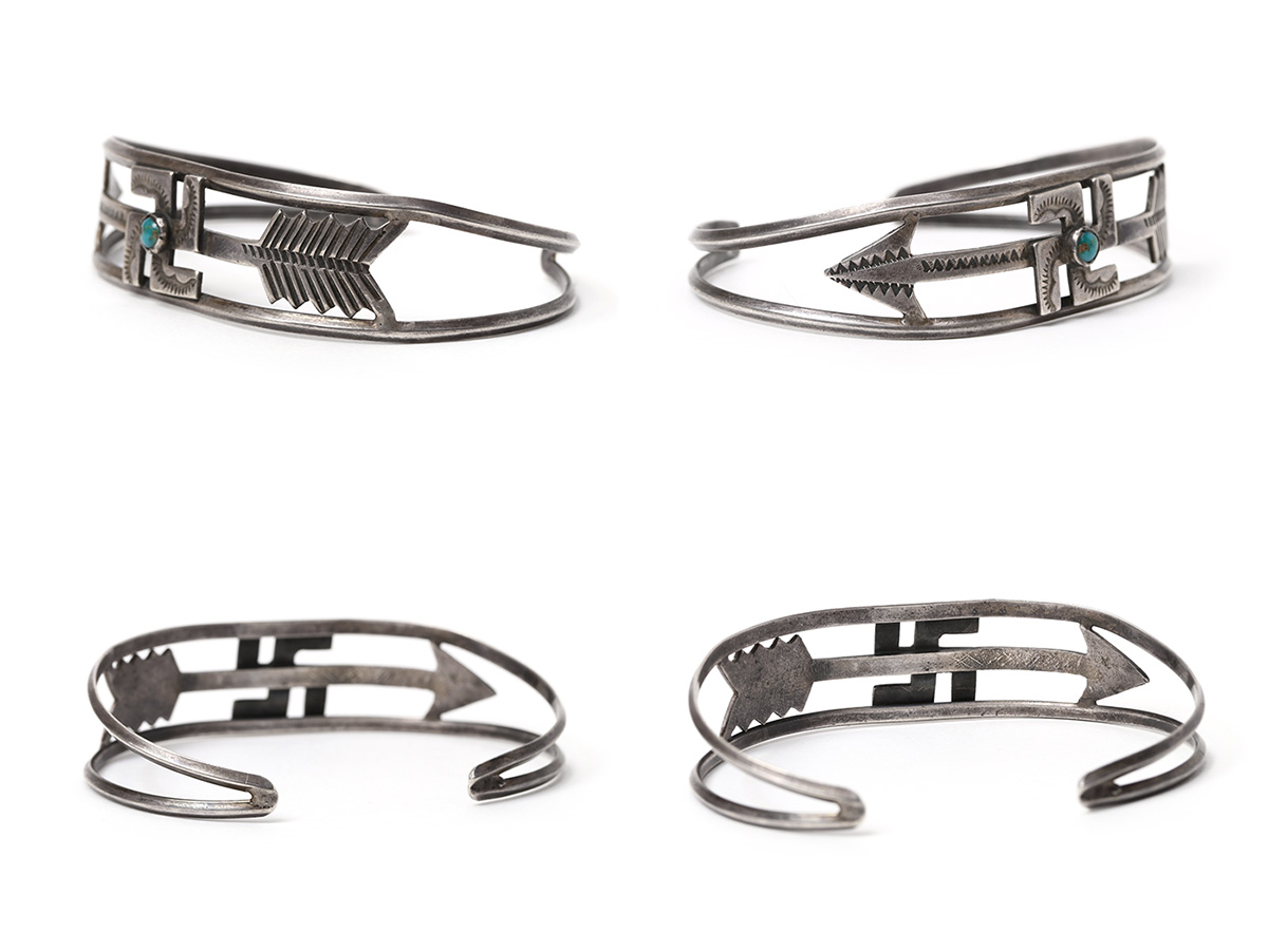 NAVAJO スターリングシルバー バングル NAVAJO（ナバホ） 1930's Vintage 卍 ＆ Arrow Coin Silver Bangle