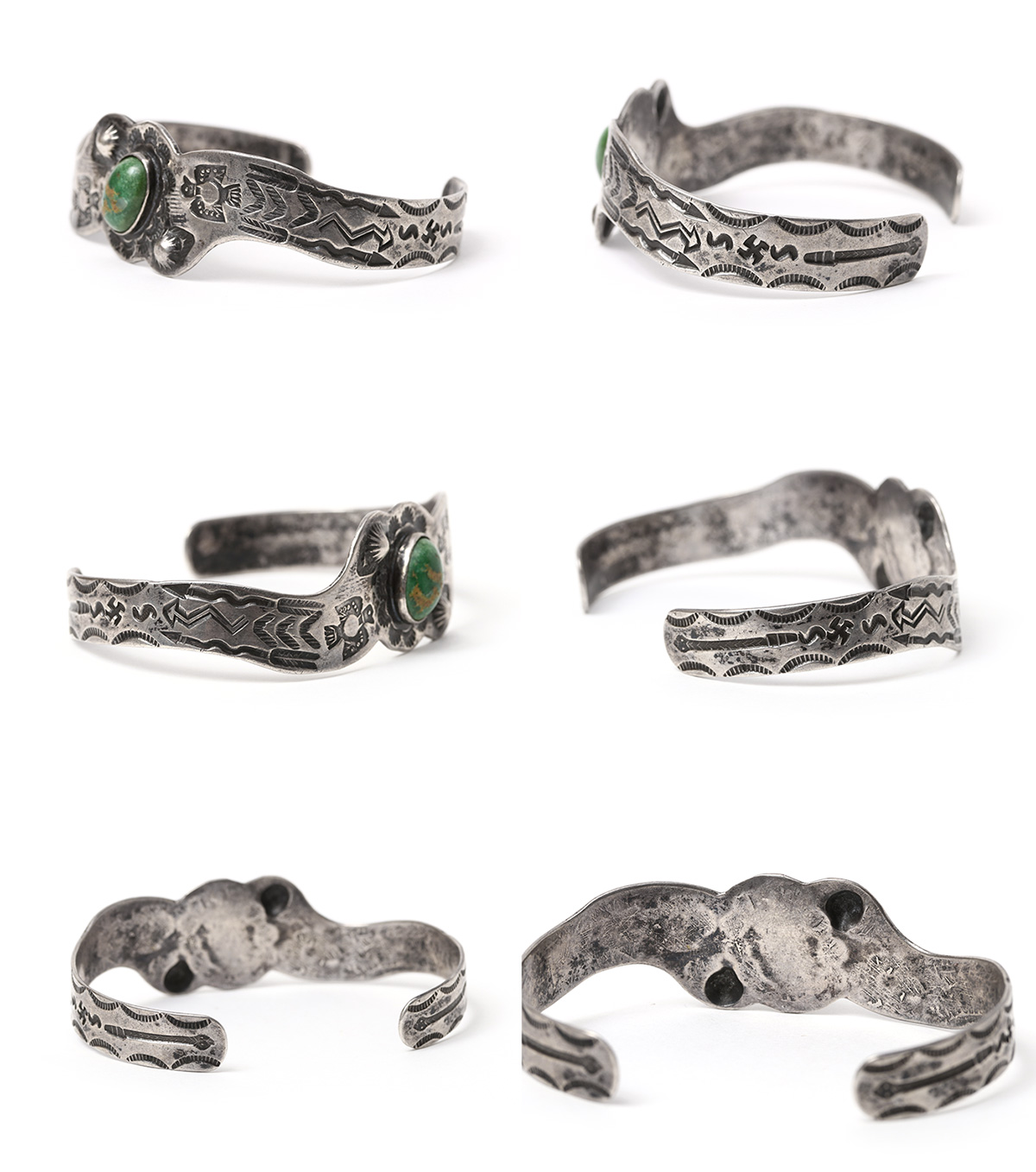 インドのヴィンテージ、シルバーパングル、透かし模様ハンドメイド NAVAJO（ナバホ） 1930's~ Vintage Navajo Snakes Bangle シルバー